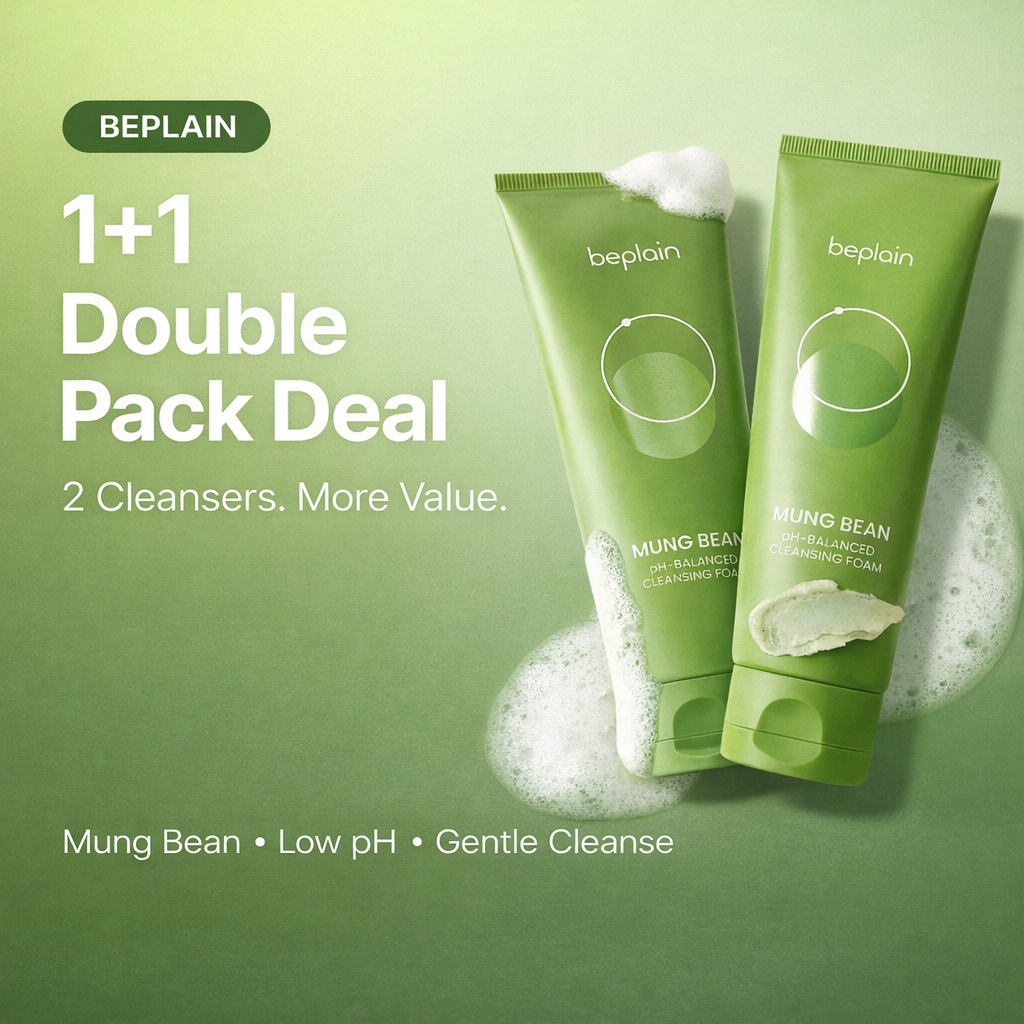 Beplain Mung Bean Double Cleanse Set (2x Foam 160ml) – Gentle Korean Cleanser