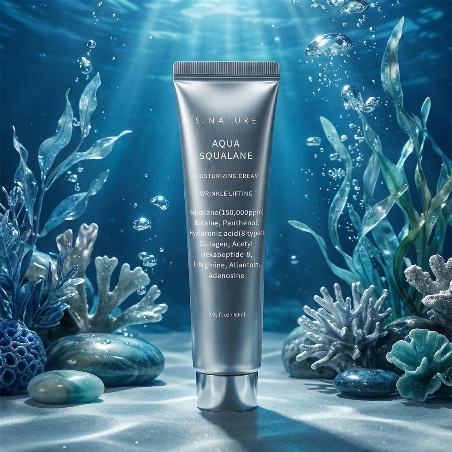 S.NATURE Aqua Squalane Moisturizing Cream 60ml (Lightweight Hydration & Makeup Prep)